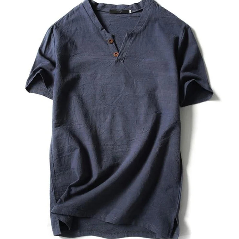 Plus Size Linen Shirt – Men's 5XL to 10XL Short Sleeve Top (5 Colors)