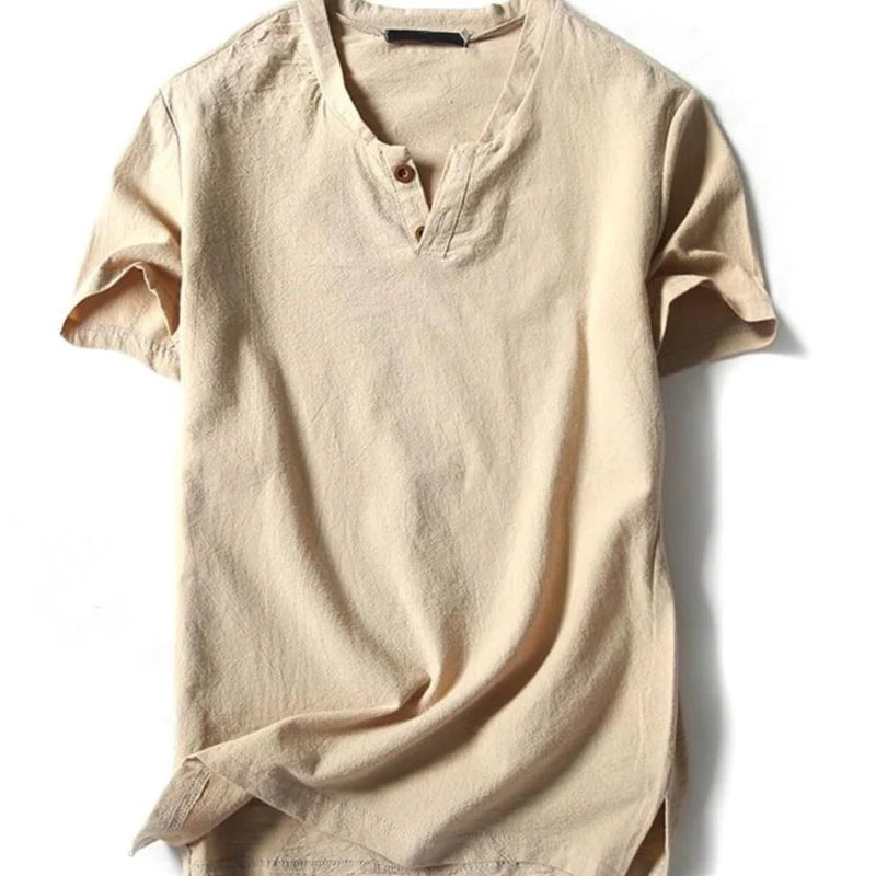 Plus Size Linen Shirt – Men's 5XL to 10XL Short Sleeve Top (5 Colors)