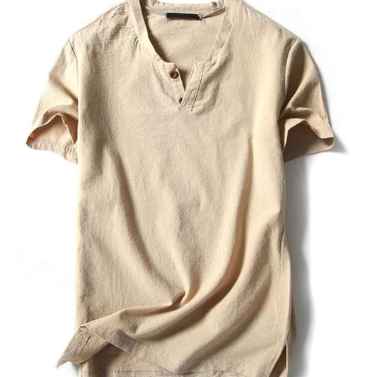 Plus Size Linen Shirt – Men's 5XL to 10XL Short Sleeve Top (5 Colors)