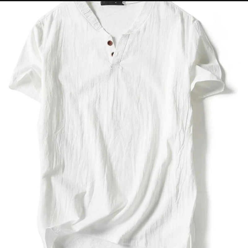 Plus Size Linen Shirt – Men's 5XL to 10XL Short Sleeve Top (5 Colors)